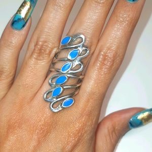 Silver wrap ring with turquoise